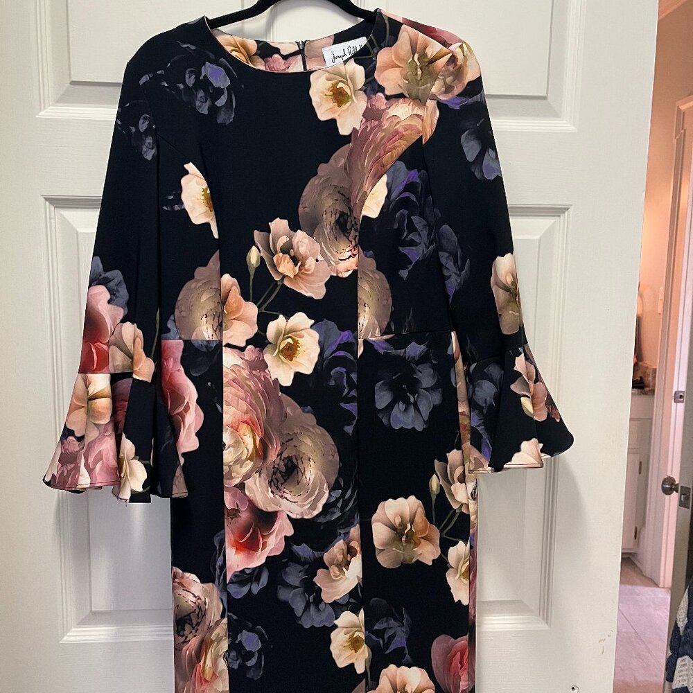 Joseph Ribkoff  Black, Purple and Tan Floral Dress Size 8